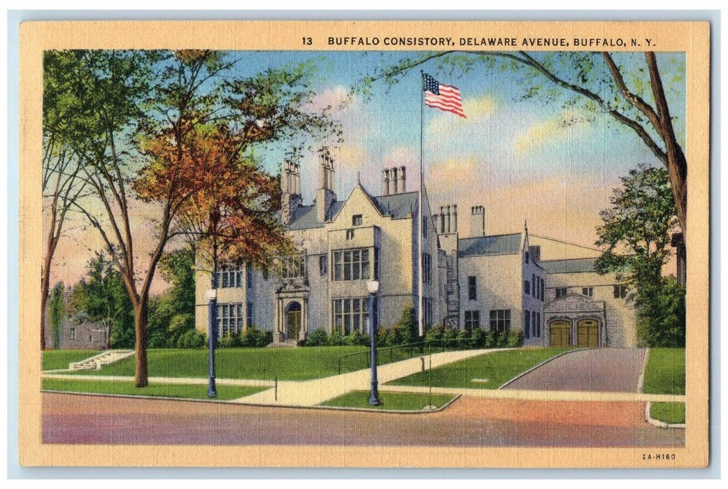 c1940 Buffalo Consistory Delaware Avenue Exterior Buffalo New York NY Postcard
