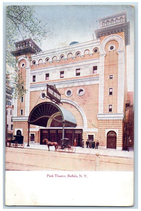 1909 Park Theatre Exterior Building Horse Carriage Buffalo New York NY Postcard