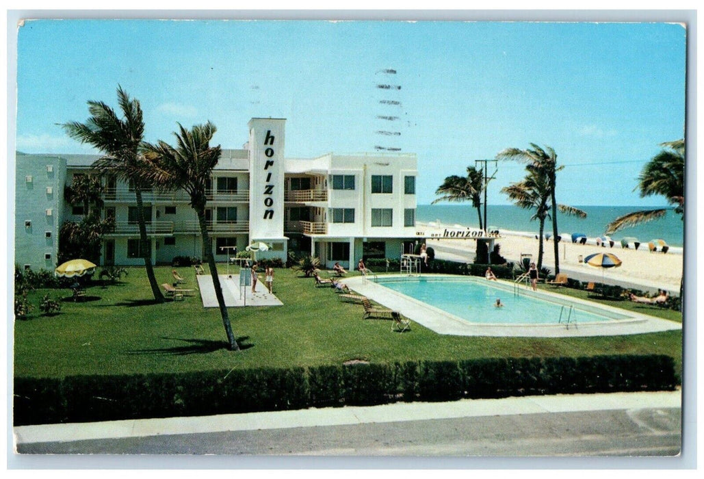 1954 Horizon Hotel And Apartments Pool Fort Lauderdale Florida FL Postcard