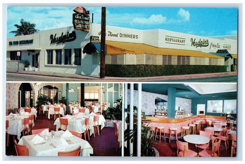 Hudgins Sea Food Restaurant West Palm Beach Florida FL, Multiview Postcard