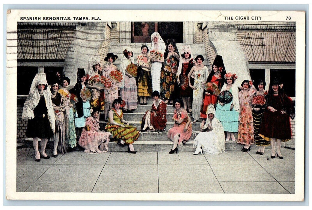 1942 Spanish Senoritas Tampa St. Petersburg Florida FL, The Cigar City Postcard