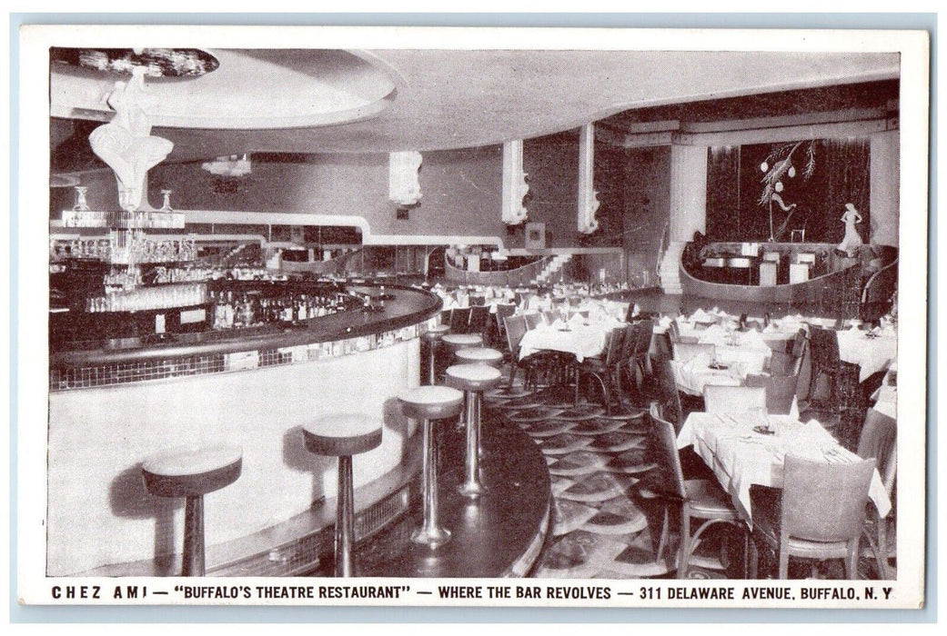 c1940 Chez Ami Buffalo Theatre Restaurant Delaware Ave Buffalo New York Postcard