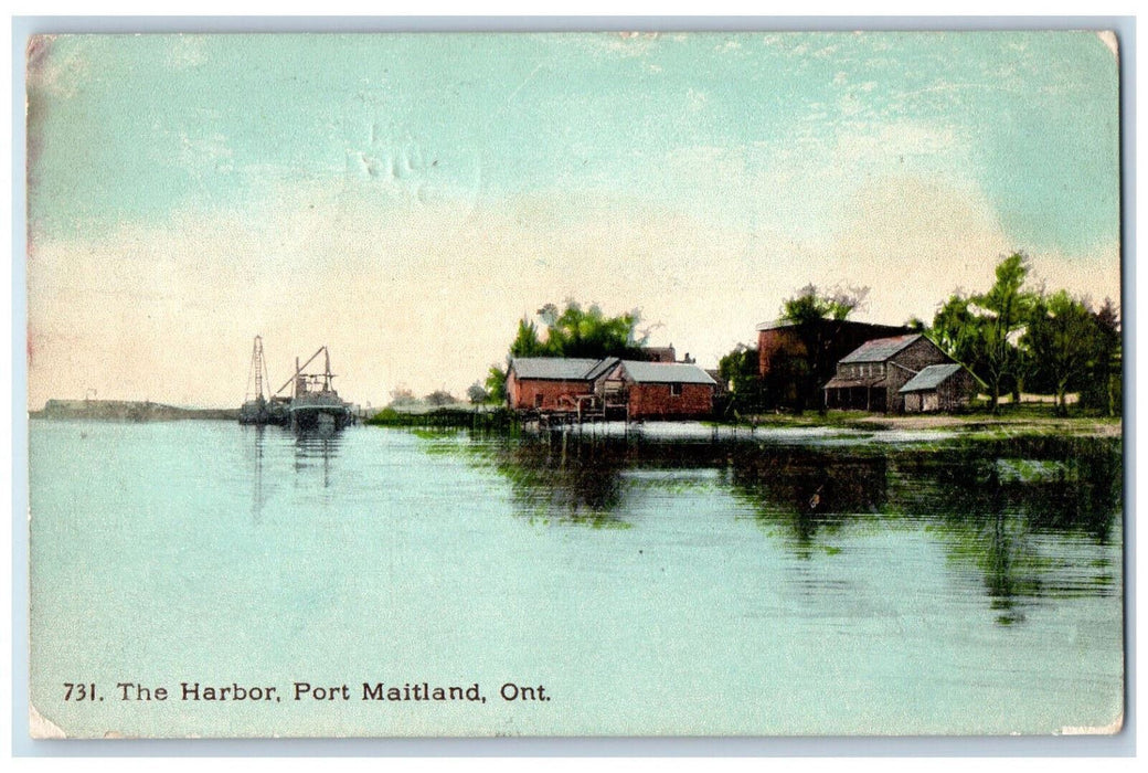 c1910 The Harbor Port Maitland Ontario Canada Embossed Posted Postcard