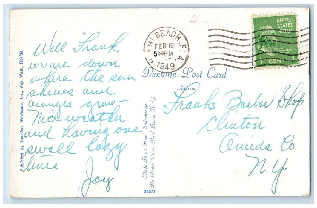 1949 View Of Key West From Roof Of Concha Hotel Key West Florida FL Postcard