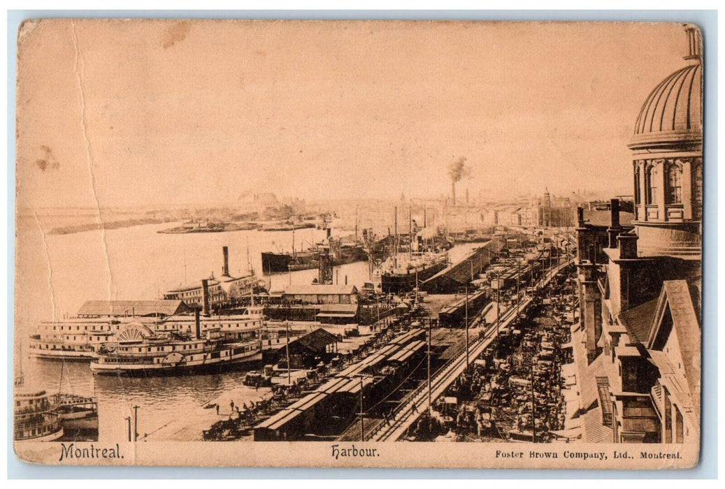 1905 Steamer Harbour Trail Railway Montreal Quebec Canada Antique Postcard