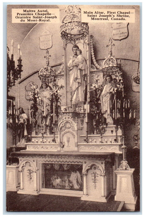 c1940s Jesus Image Main Altar First Chapel Saint Joseph's Shrine Canada Postcard