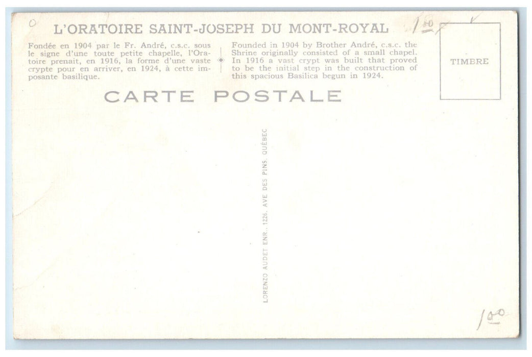 c1950's Interior of the Crypt L'oratoire Saint-Joseph Du Mont-Royal Postcard