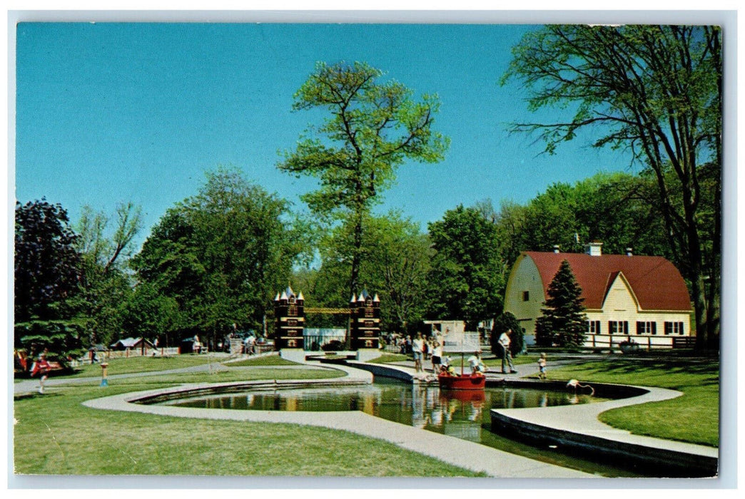 1974 Replica of Tower Bridge Storybook Gardens Springbank London Canada Postcard