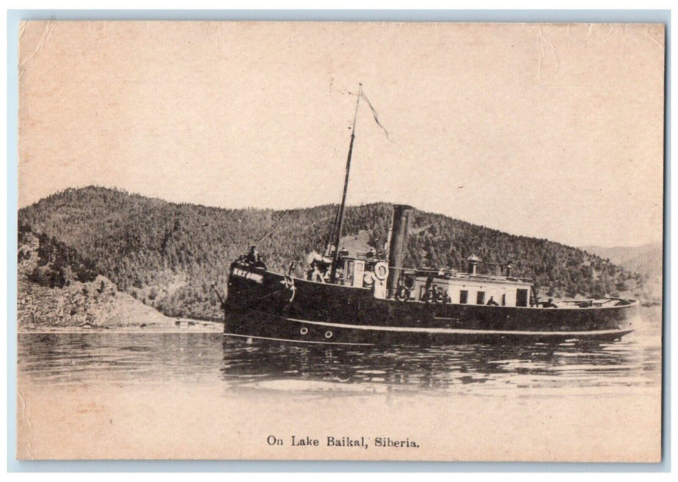 c1910's On Lake Baikal Siberia Russia Steamer Ship YMCA WW1 Antique Postcard