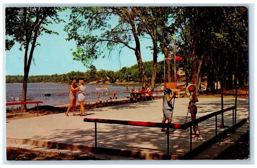 1965 Dancing and Bathing Scene at Crystal Beach Madoc Canada Postcard