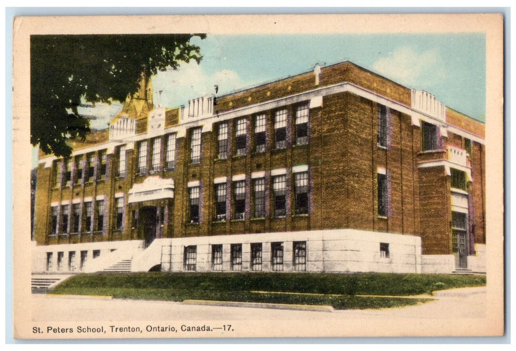 1950 St. Peters School Trenton Ontario Canada Vintage Posted Postcard