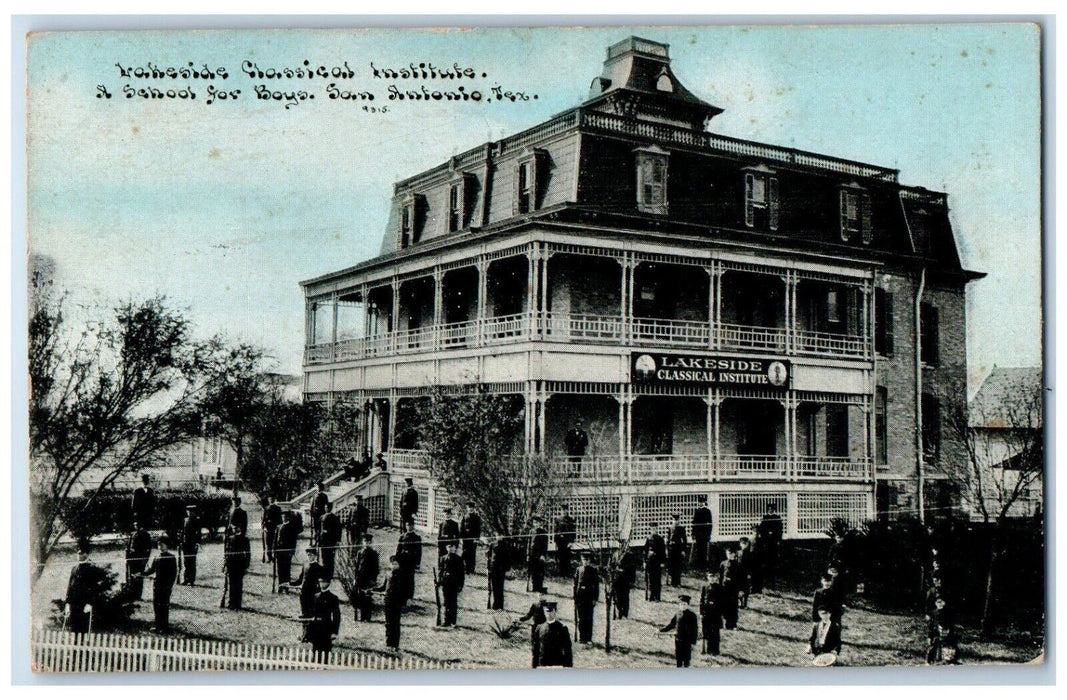 1911 Lakeside Classical Institute & School For Boys San Antonio TX Postcard