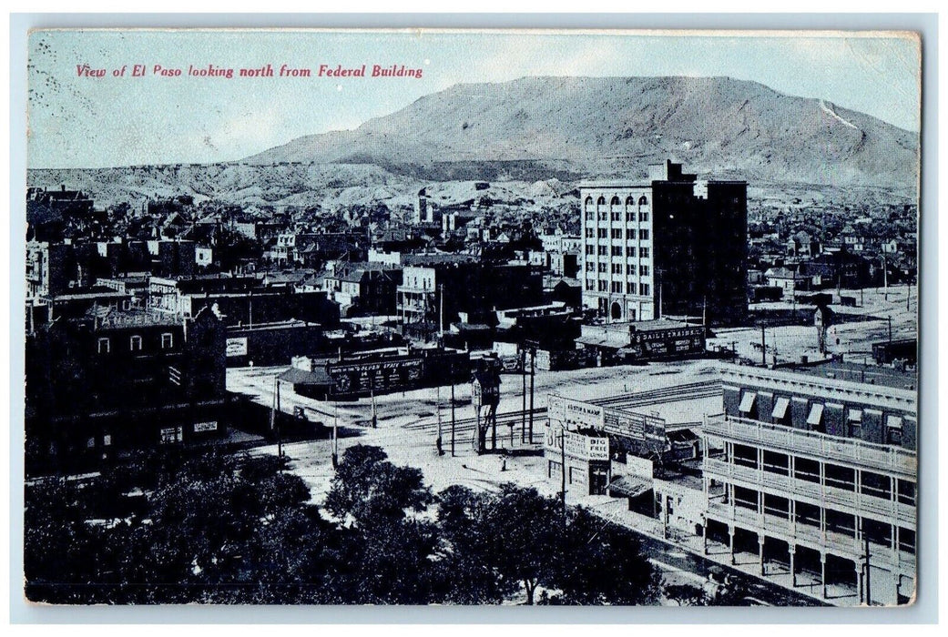 c1910's View Of El Paso Looking North From Federal Building Texas TX Postcard