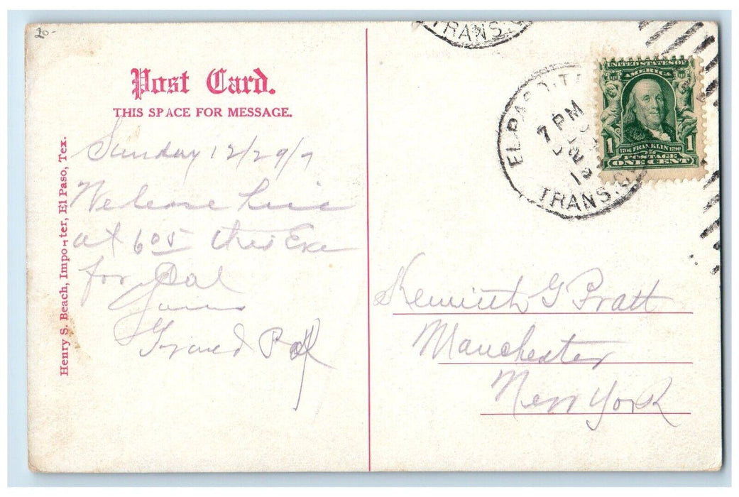 c1910's View Of El Paso Looking North From Federal Building Texas TX Postcard