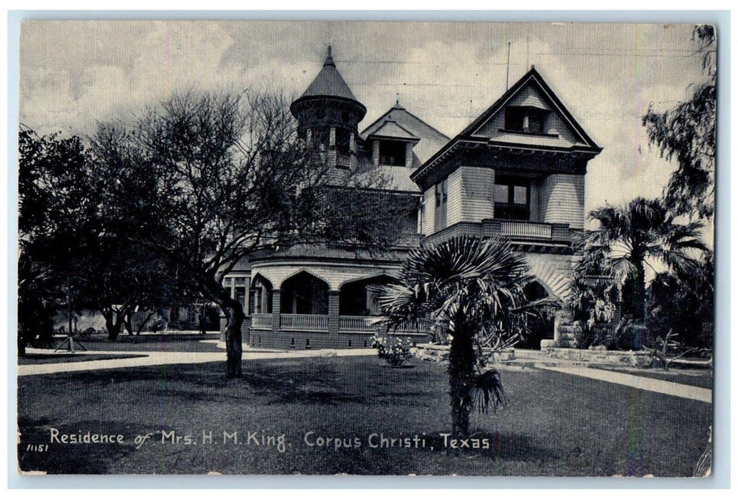 c1910's Residence Of Mrs. H. M. King House Corpus Christi Texas TX Postcard