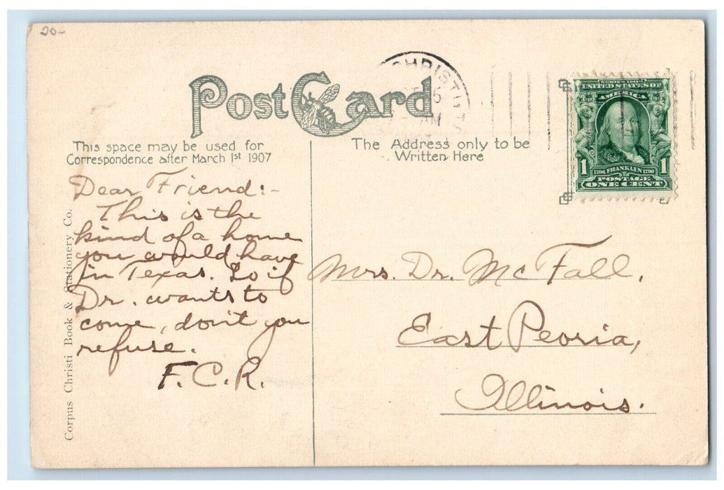 c1910's Residence Of Mrs. H. M. King House Corpus Christi Texas TX Postcard