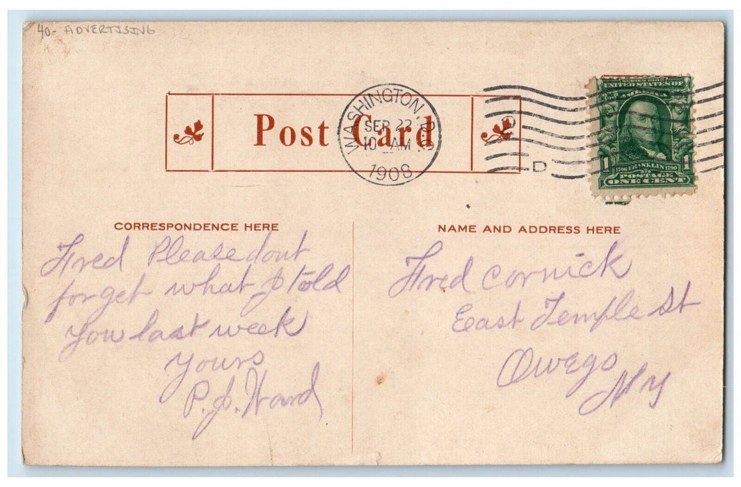 1908 The Home Of Bliss Native Herbs Washington D.C. Advertising Postcard
