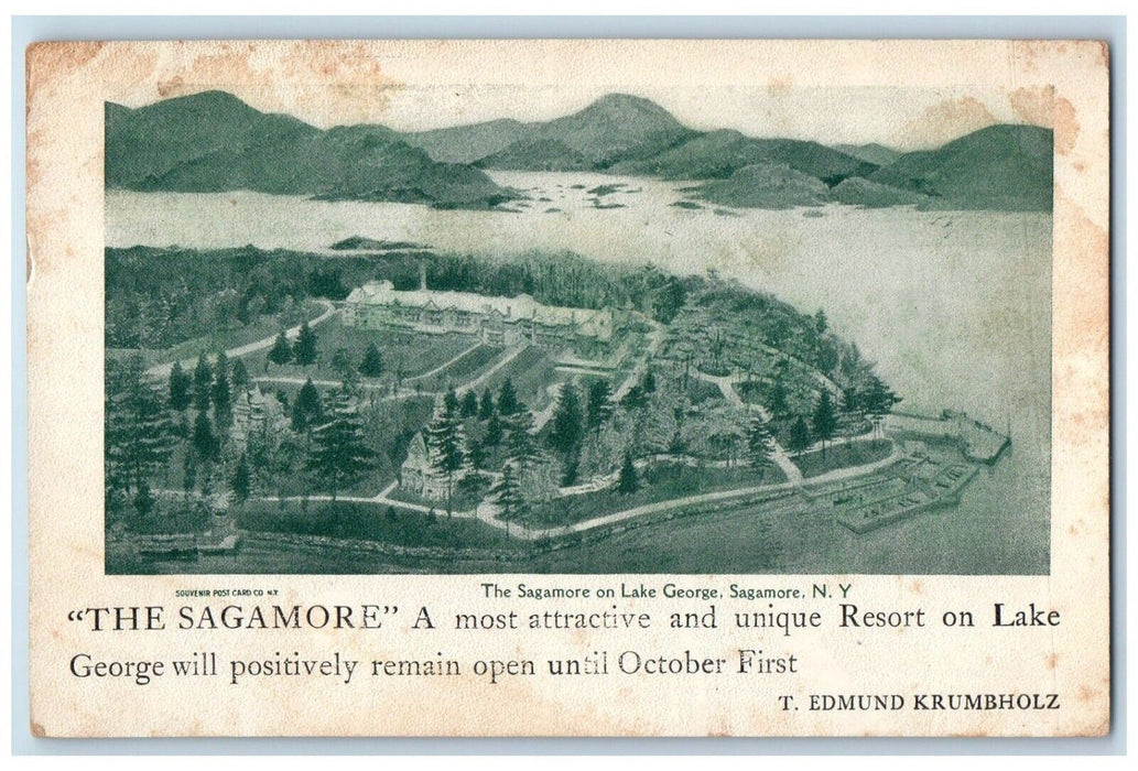 1906 The Sagamore On Lake George Sagamore New York NY Advertising Postcard