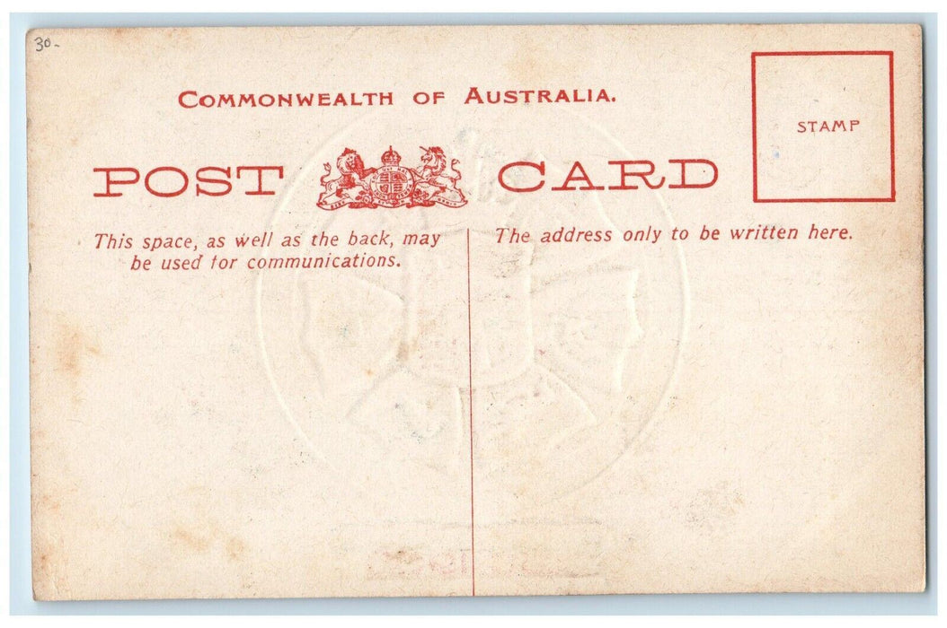 c1910's Patriotic USA Flag To Sydney Australia Logo Embossed Antique Postcard