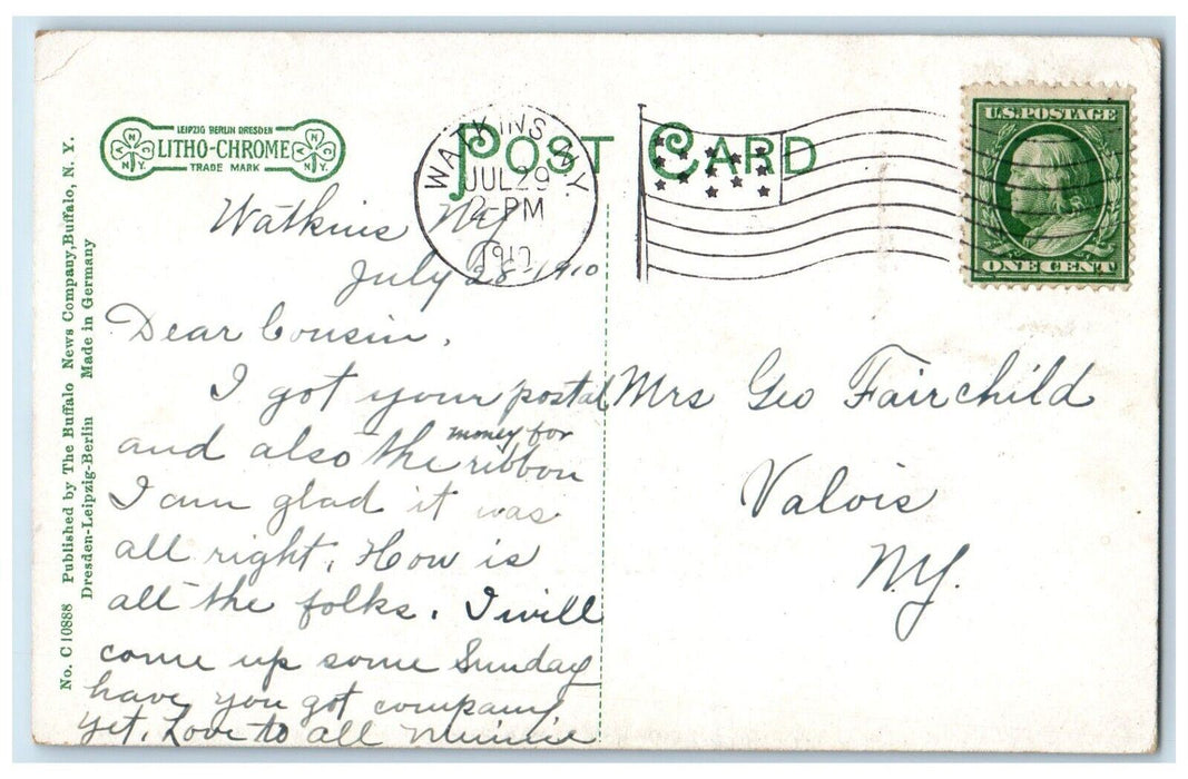1910 First Baptist Church And Parsonage Watkins New York NY Antique Postcard