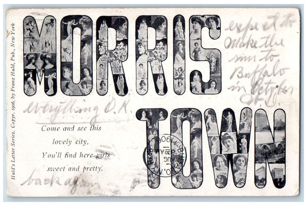 1906 Morristown New Jersey NJ Large Letter Women Huld's Letter Series Postcard