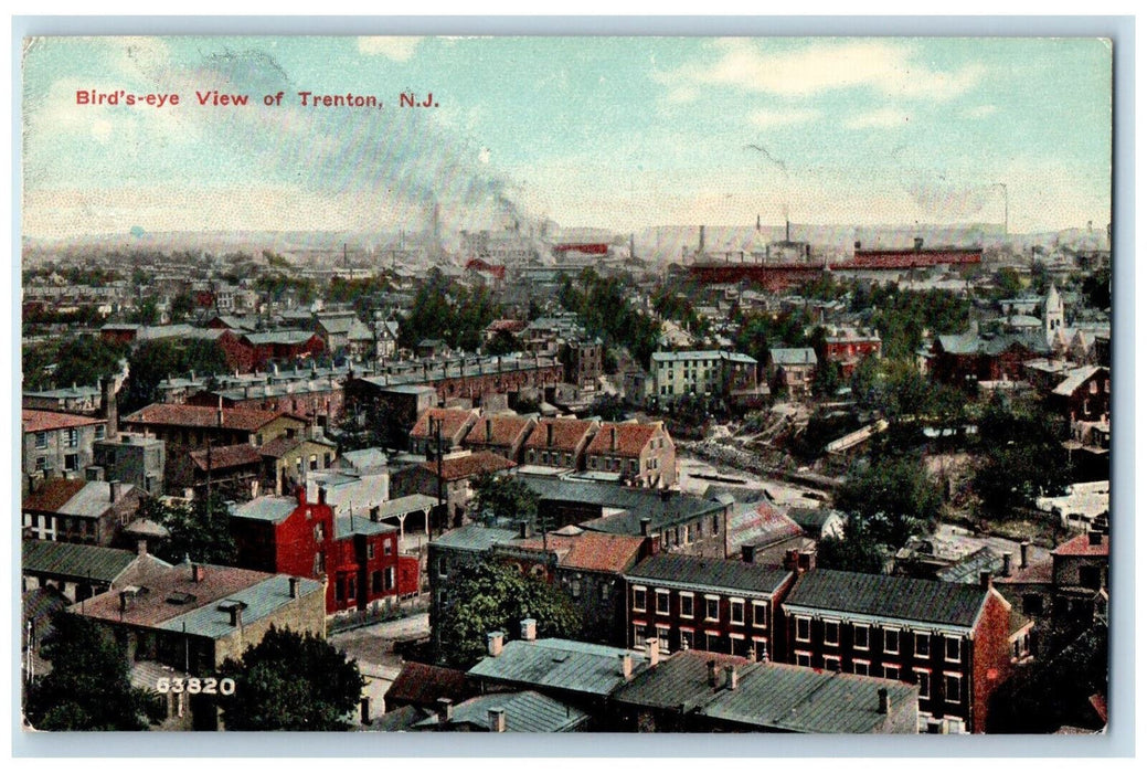 c1910 Bird's Eye View of Trenton New Jersey NJ Antique Unposted Postcard