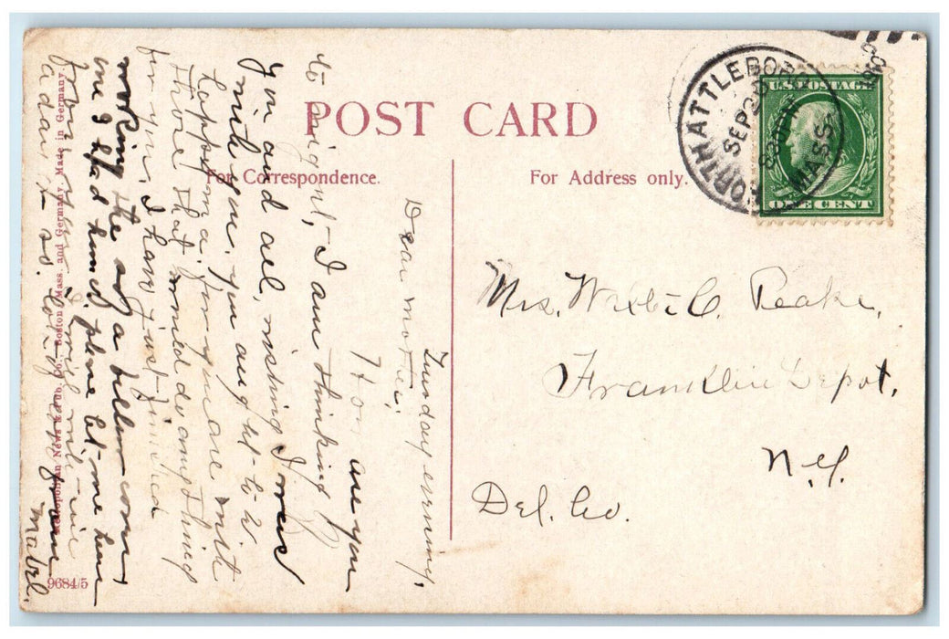 c1910 Red Men's Hall and Universalist Church No. Attleboro MA Posted Postcard