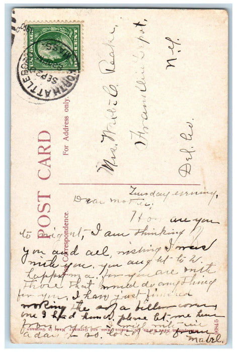 c1910 Red Men's Hall and Universalist Church No. Attleboro MA Posted Postcard