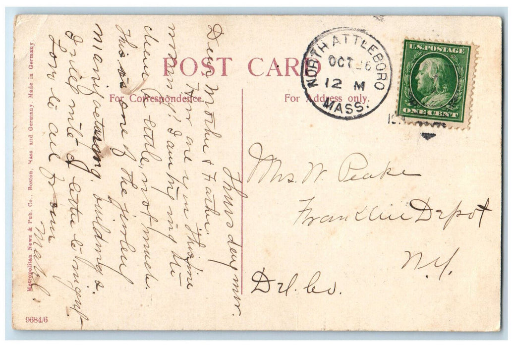 c1910 The T.I. Smith Co. North Attleboro Massachusetts MA Posted Postcard
