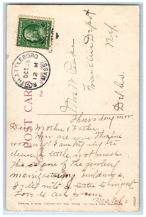 c1910 The T.I. Smith Co. North Attleboro Massachusetts MA Posted Postcard