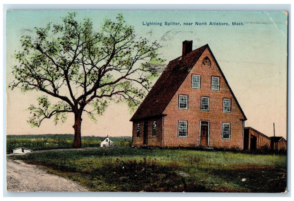 1912 Lightning Splitter near North Attleboro Massachusetts MA Posted Postcard