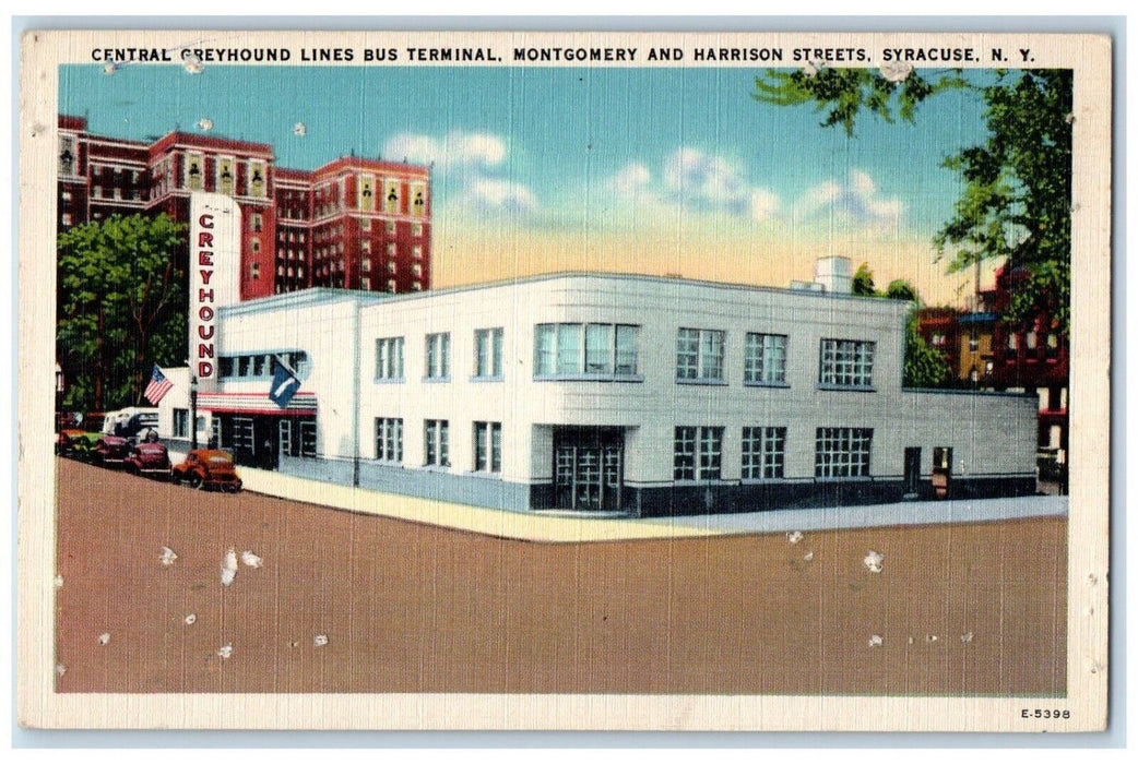 Central Greyhound Bus Terminal Montgomery Harrison Streets Syracuse NY Postcard