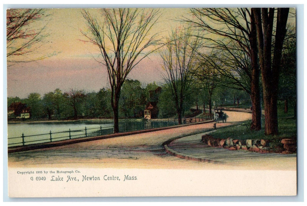c1905 Lake Ave, Newton Centre Massachusetts MA Antique Unposted Postcard