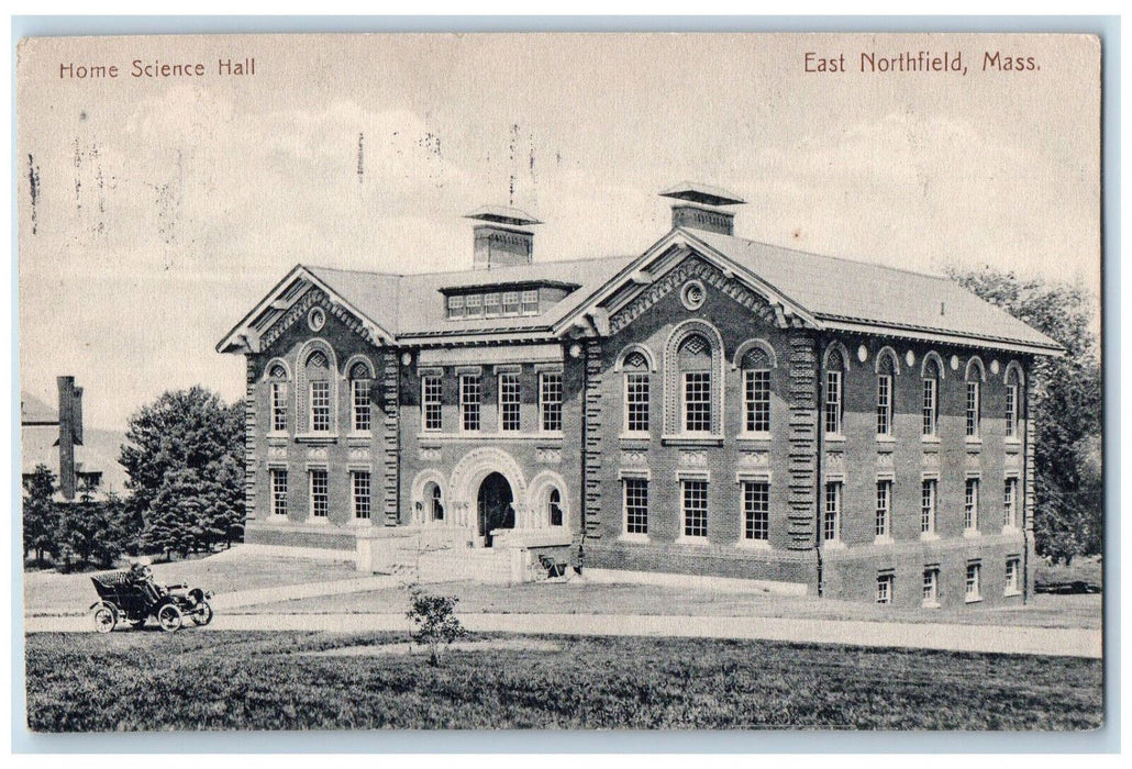 1908 Home Science Hall East Northfield Massachusetts MA Antique Posted Postcard