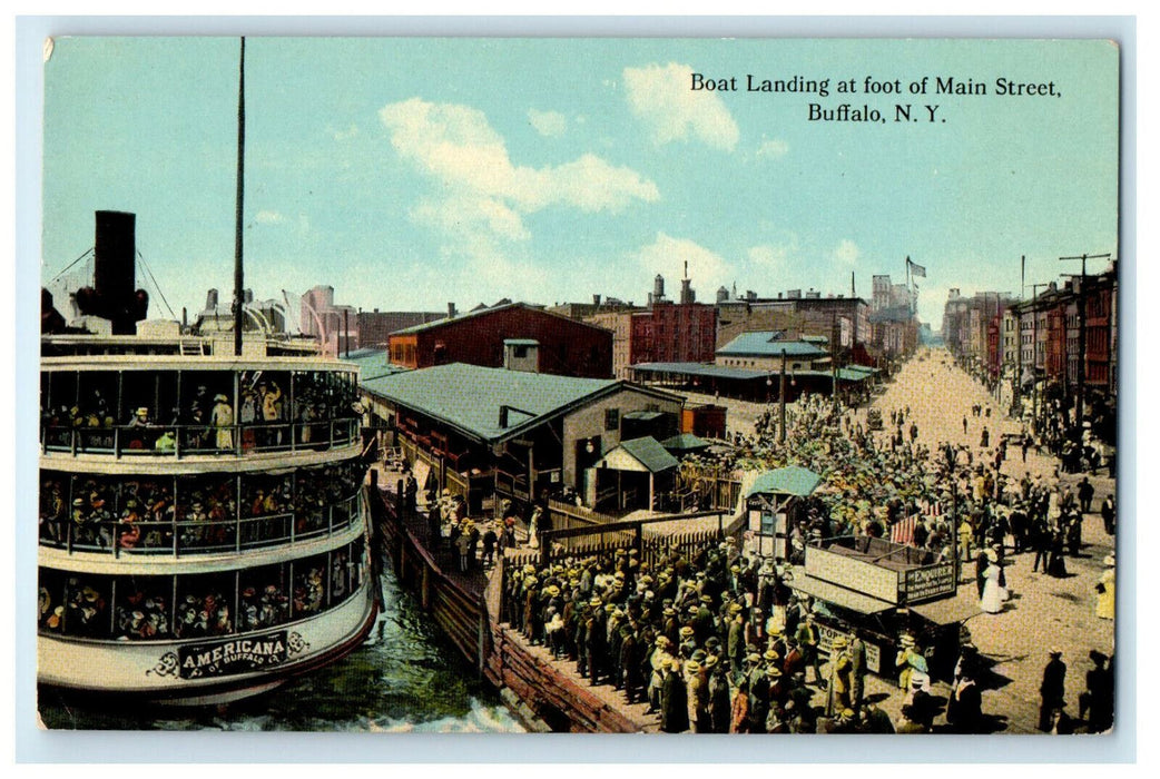 c1910 Boat Landing at the Foot of Main Street Buffalo NY Unposted Postcard
