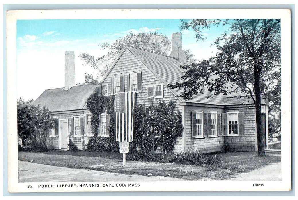 c1920's Public Library Hyannis Cape Cod Massachusetts MA Unposted Postcard