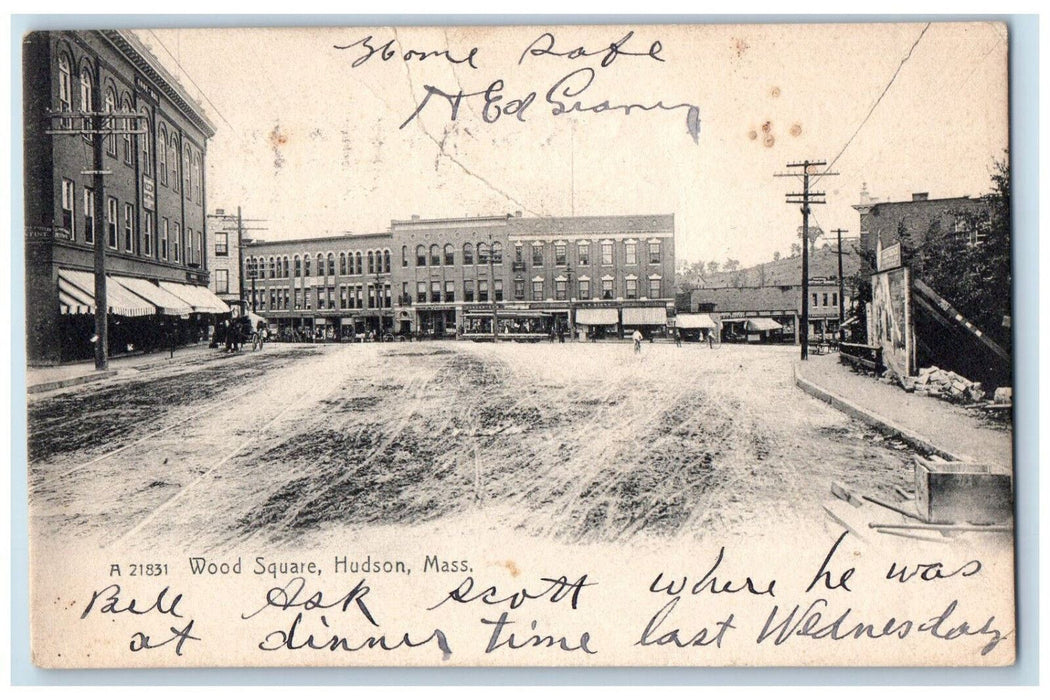 1910 Wood Square Hudson Massachusetts MA Antique Posted Rotograph Postcard