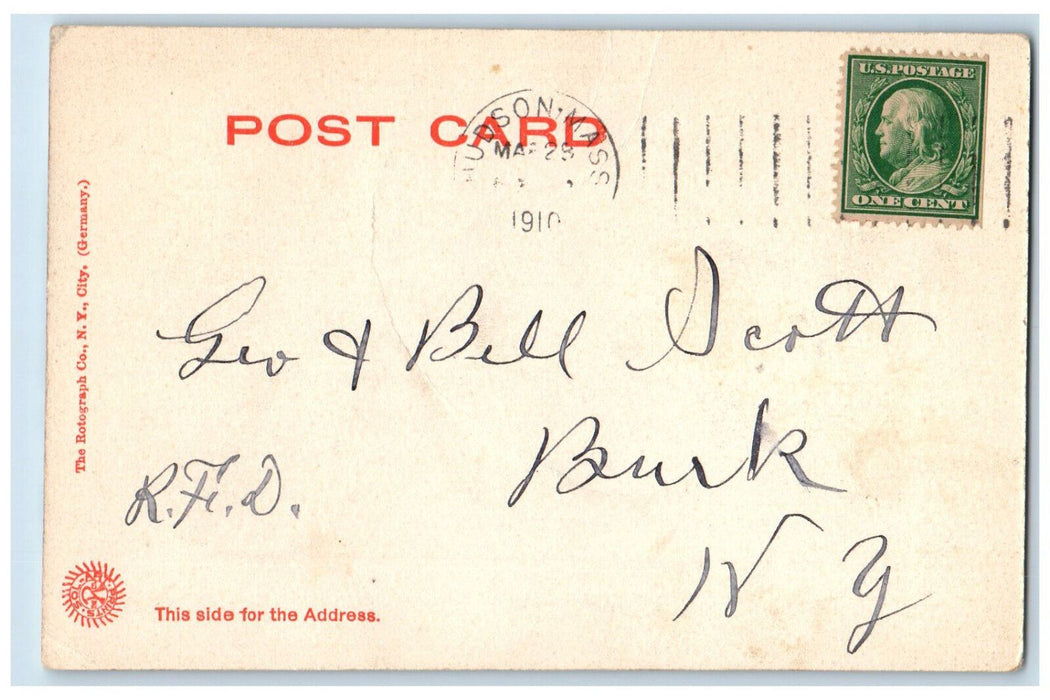 1910 Wood Square Hudson Massachusetts MA Antique Posted Rotograph Postcard
