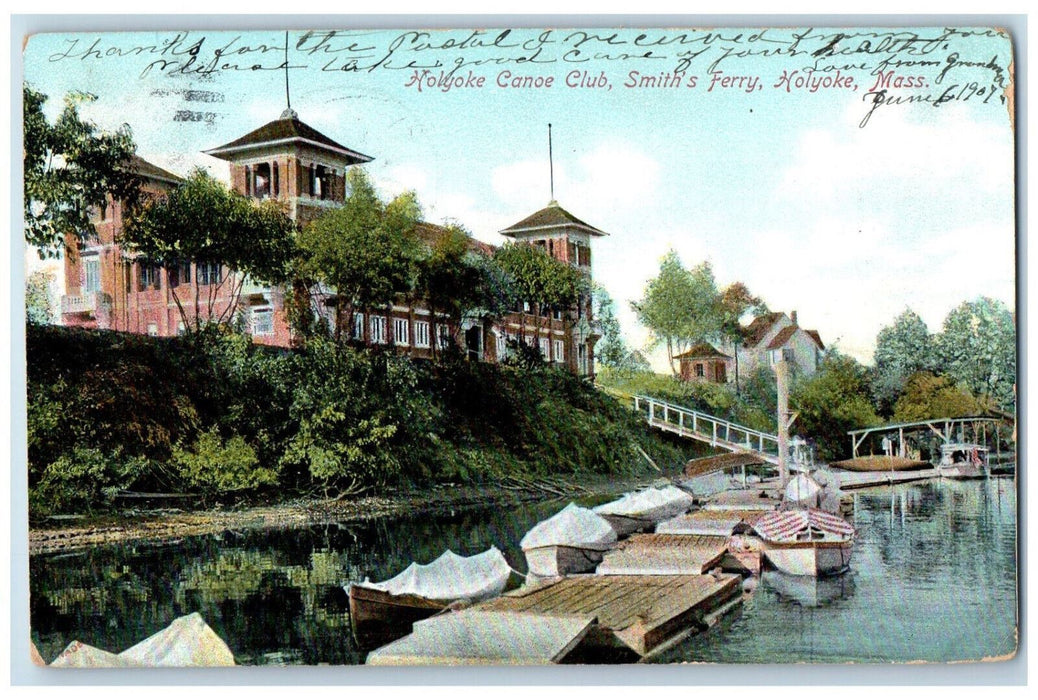 1907 Holyoke Canoe Club Smith's Ferry Holyoke Massachusetts MA Postcard