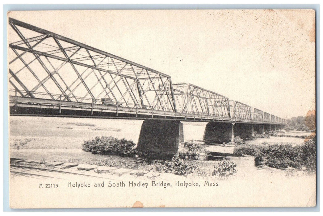 1908 Holyoke and South Hadley Bridge Holyoke Massachusetts MA Postcard