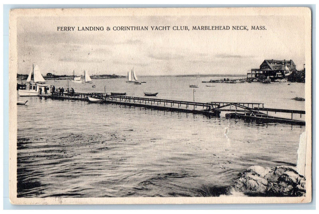c1910 Ferry Landing & Corinthian Yacht Club Marblehead Massachusetts MA Postcard
