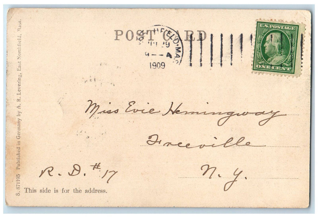1909 Cottage Row Mount Hermon Massachusetts MA Posted Antique Postcard