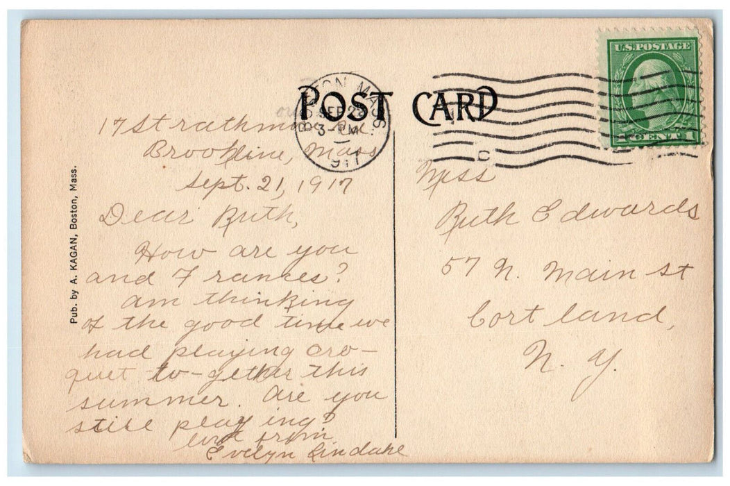1917 Simmons College Fenway Boston Massachusetts MA Antique Postcard