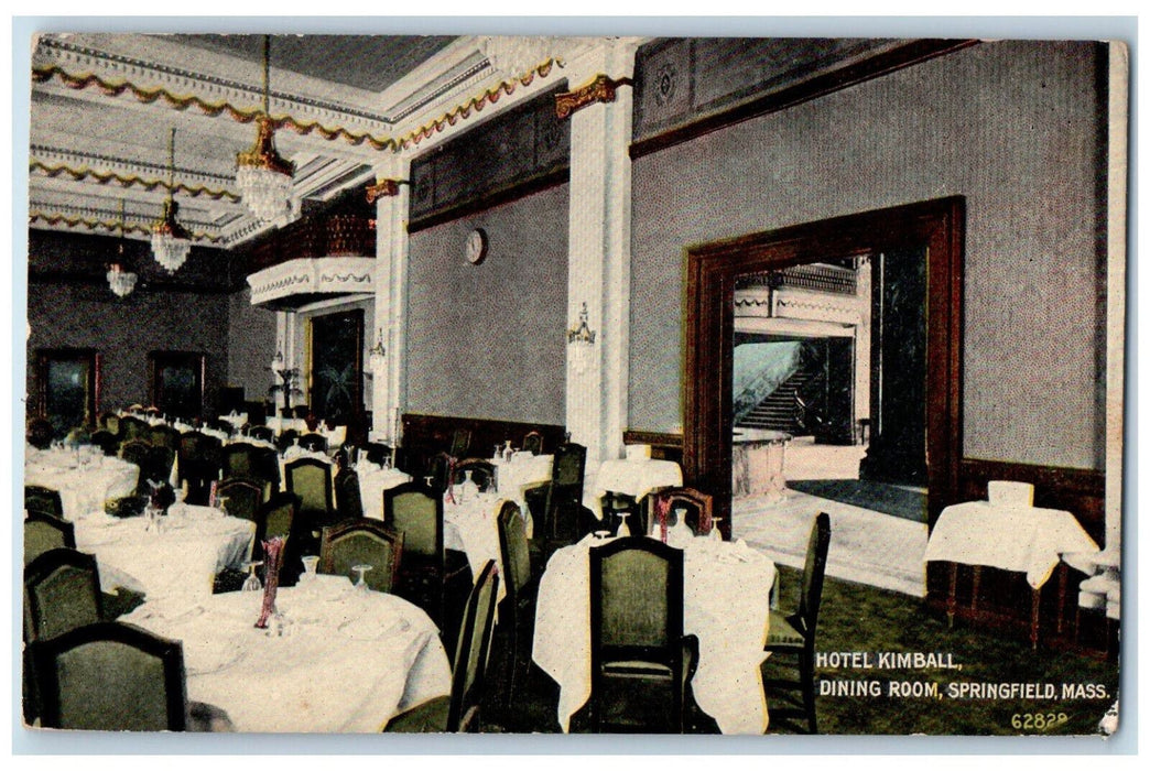 c1910 Hotel Kimball Dining Room Springfield Massachusetts MA Postcard