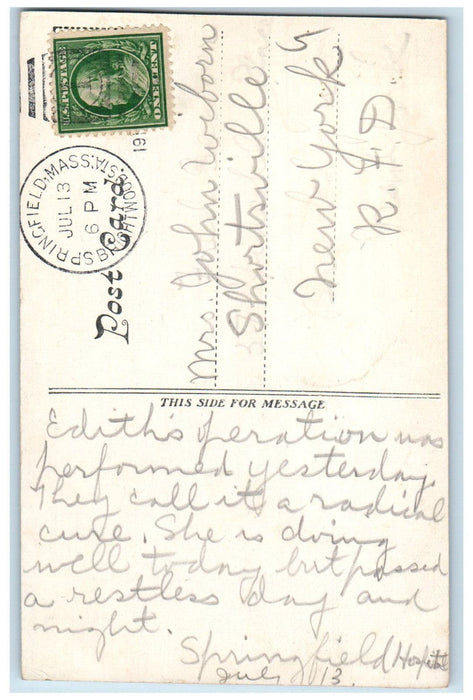 c1910 Springfield Hospital Springfield Massachusetts MA Antique Postcard