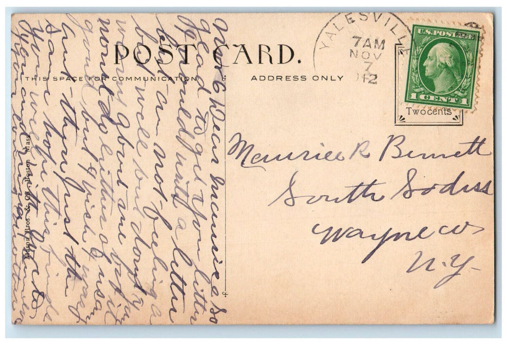 1912 Mercy Hospital Springfield Massachusetts MA Antique Posted Postcard