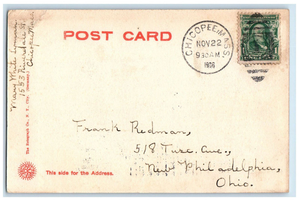 1906 Gilmore Trolley Car Main Street Springfield Massachusetts MA Postcard