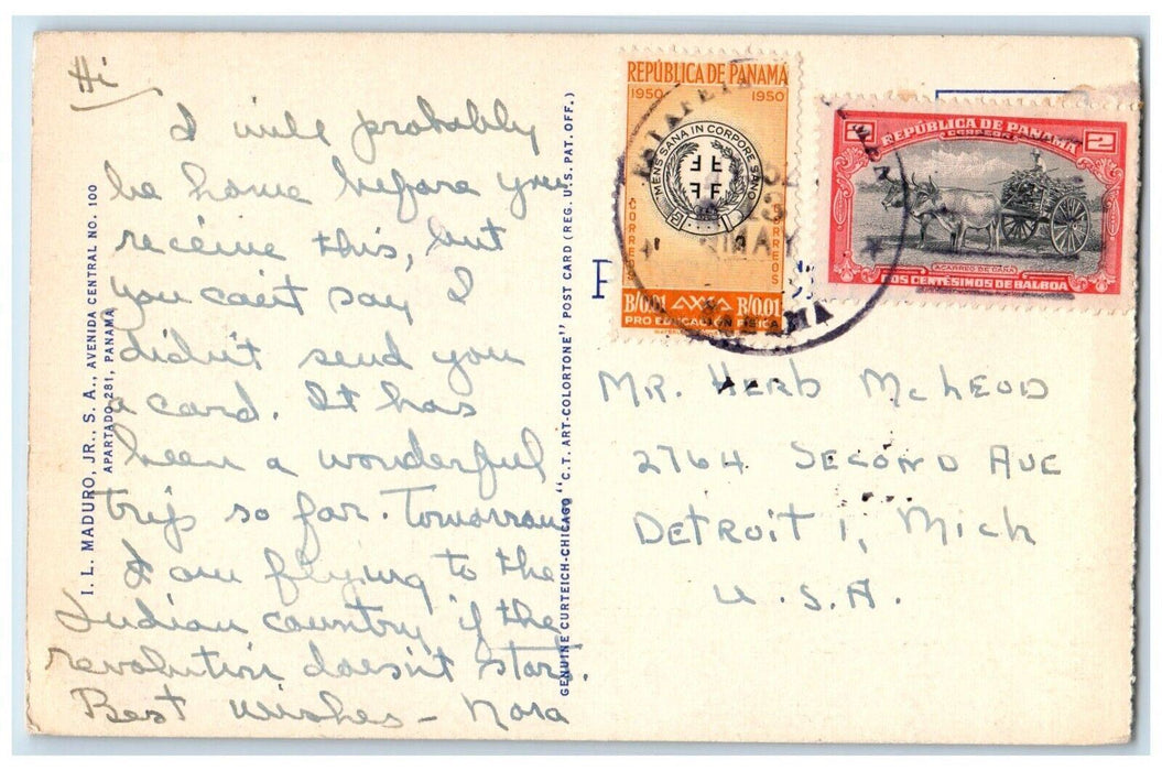 1940 Golden Altar San Jose Church Panama City Florida Vintage Antique Postcard