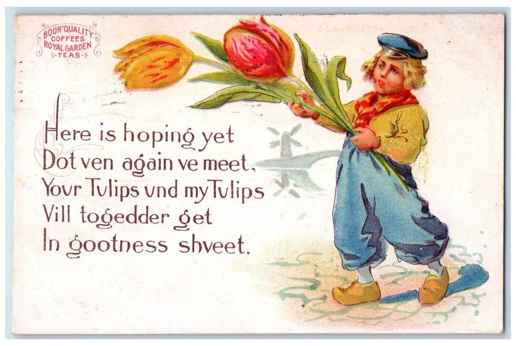 1909 Here Is Hoping Yet Tulips Toledo Ohio Advertising Vintage Antique Postcard