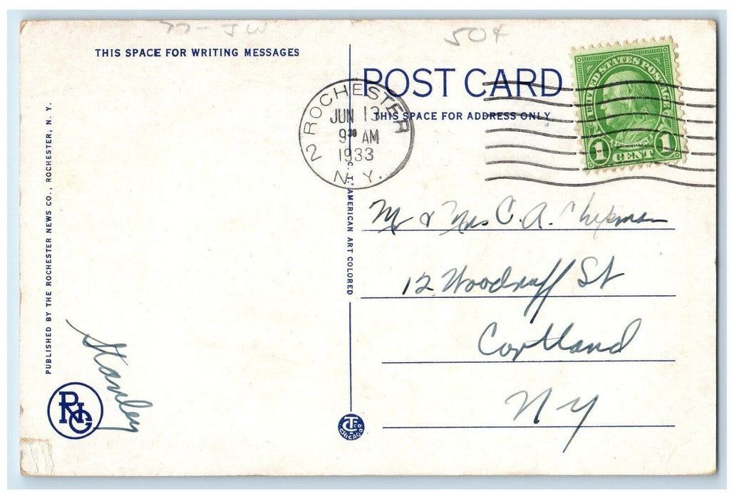 1933 Eastman School Music Kilbourn Hall Eastman Theatre Rochester NY Postcard